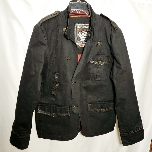 rnt23 Ron Tomson Urban Outdoor Wear Mens Y2K 90's Black Denim Jacket XXL - Picture 2 of 16